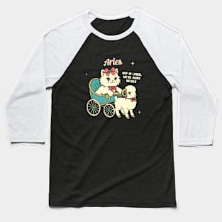 Aries White Kitty Baseball T-Shirt